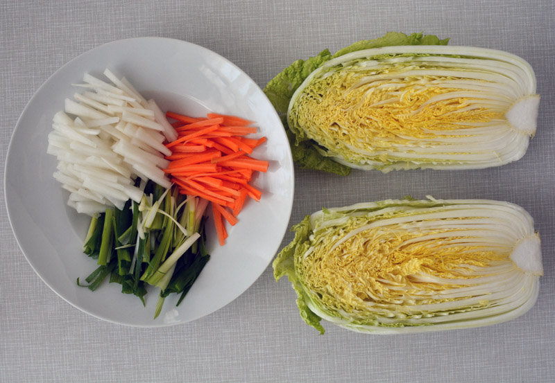 kimchi ingredienti tagliati