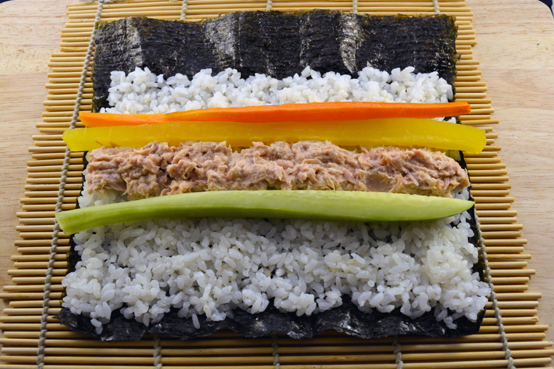 kimbap di tonno ingredienti con riso