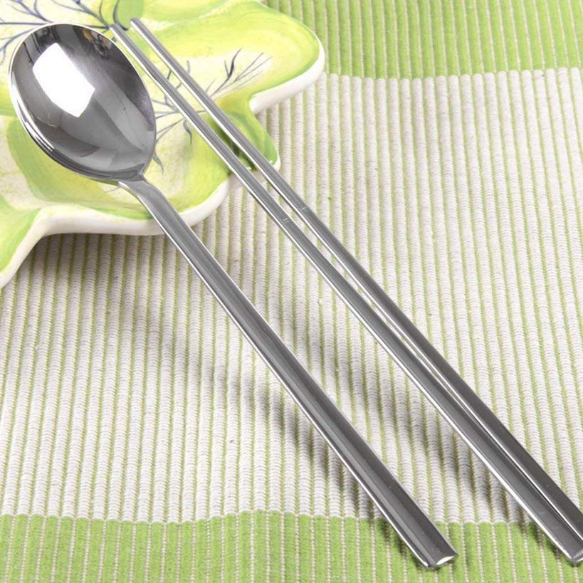 Bacchette Carine 5 Impostare Il Set di Bacchette Coreane Cucchiaio in  Acciaio Inox Oro Nero Impostato Set Uso per Sushi Manico Bianco Dinerware